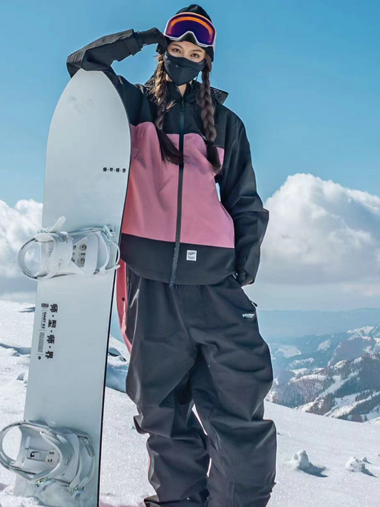 Contrast Color Loose Waterproof Snow Suit