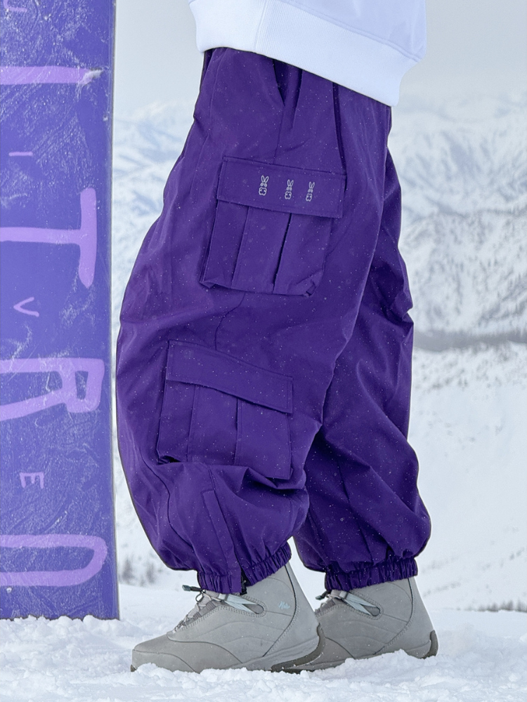 Drawstring Baggy Cargo Snow Pants