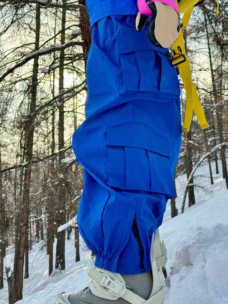 Drawstring Baggy Cargo Snow Pants