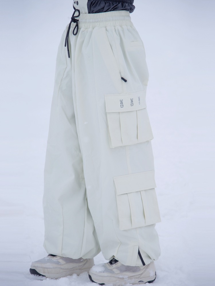 Drawstring Baggy Cargo Snow Pants