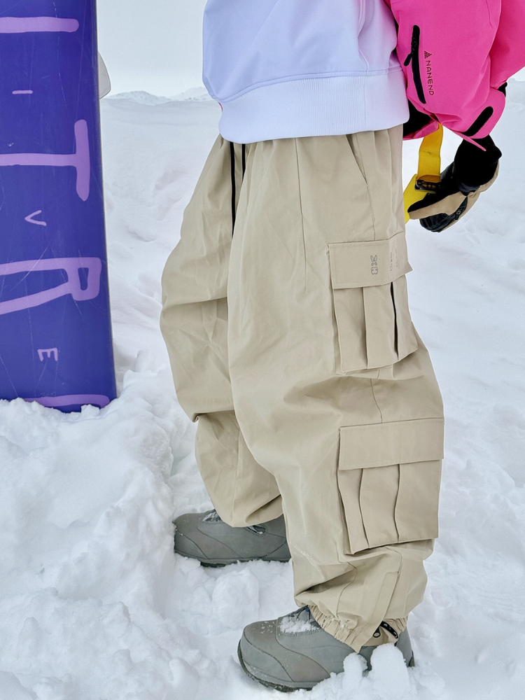 Drawstring Baggy Cargo Snow Pants