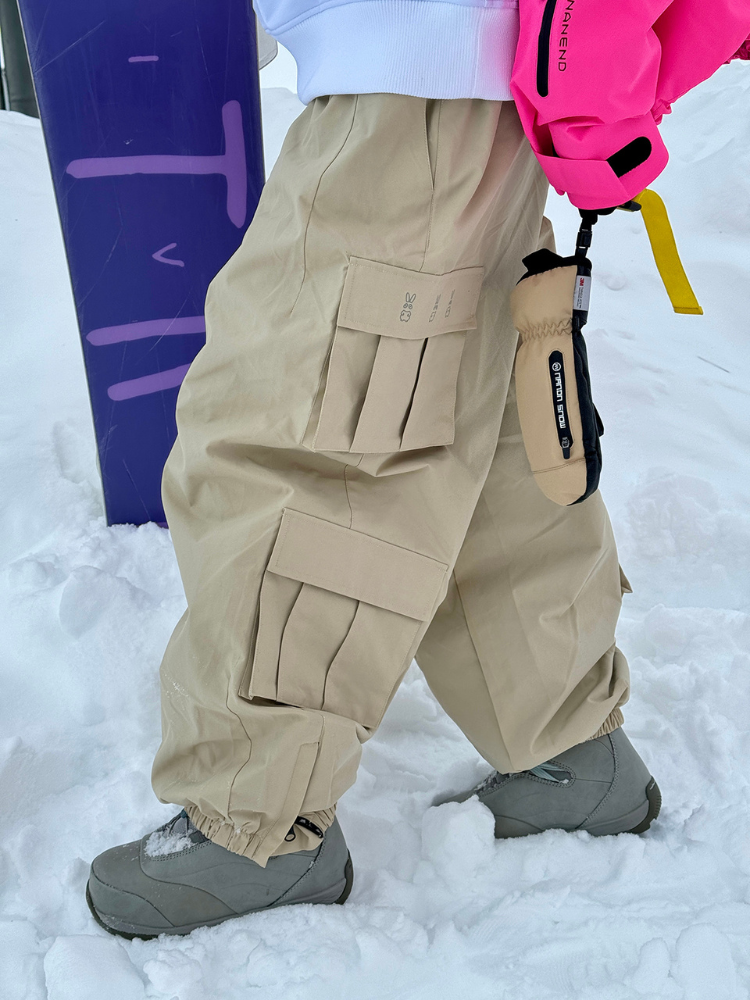 Drawstring Baggy Cargo Snow Pants