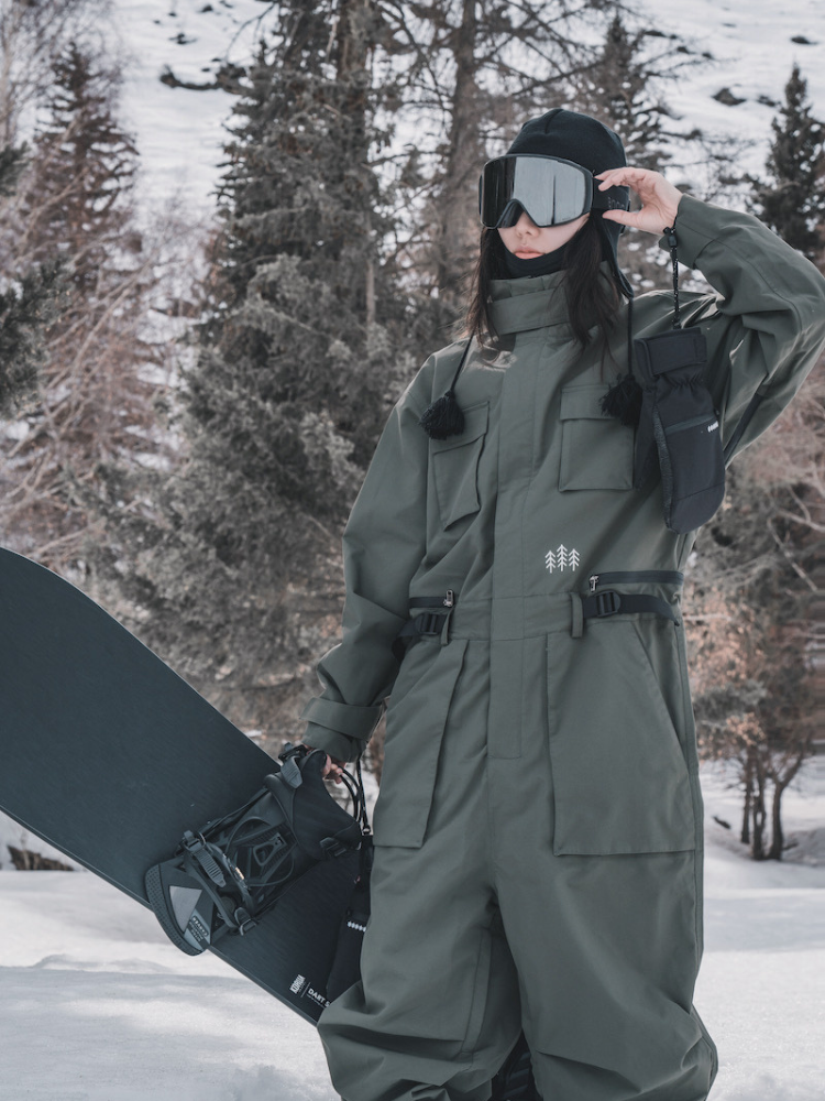 Functional Multi-Pocket Cargo Snow Jumpsuit