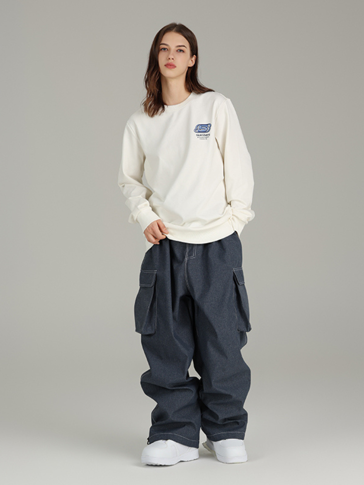 Large Pocket Baggy Denim Snow Pants