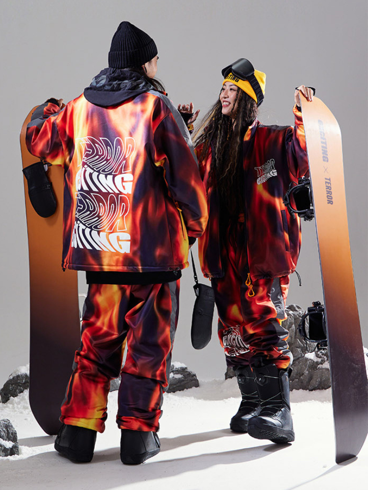 Outdoor Snowboarding Flame Ski Jacket & Pants Suit (Sold Separately)