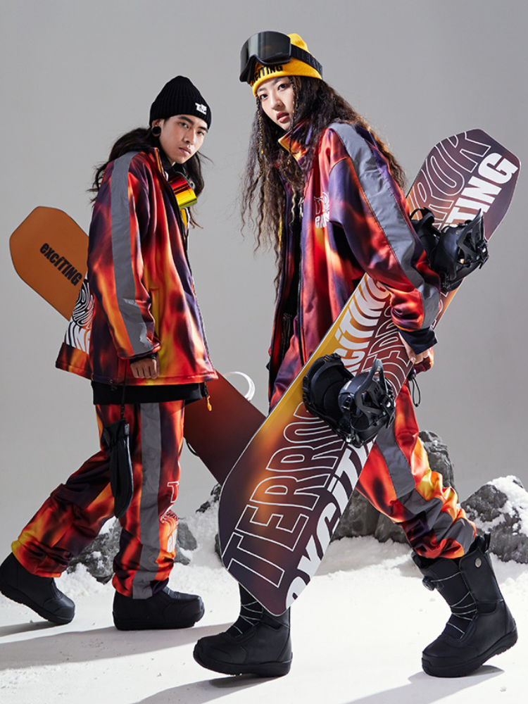 Outdoor Snowboarding Flame Ski Jacket & Pants Suit (Sold Separately)