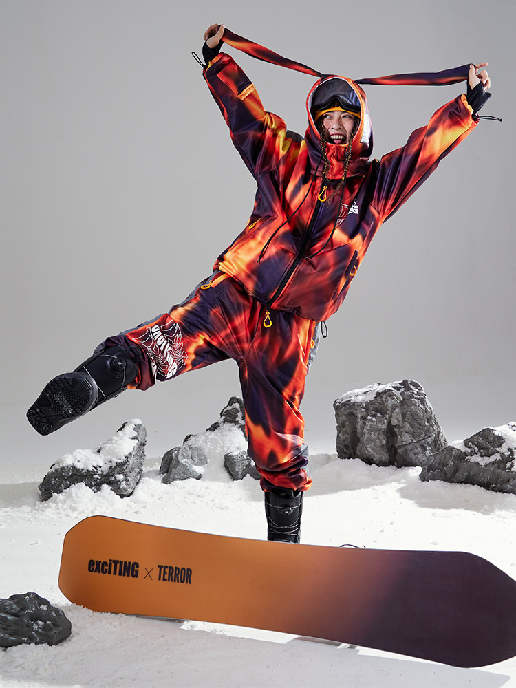 Outdoor Snowboarding Flame Ski Jacket Pants Suit Sold Separately Go Skii