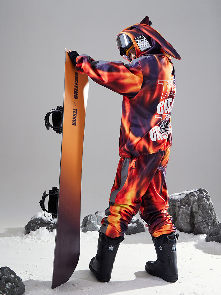 Outdoor Snowboarding Flame Ski Jacket & Pants Suit (Sold Separately)