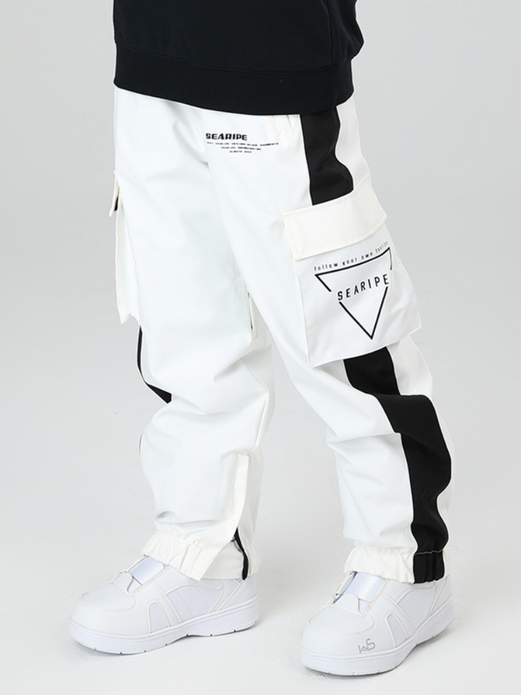 Color-Block Reflective Cargo Snow Pants