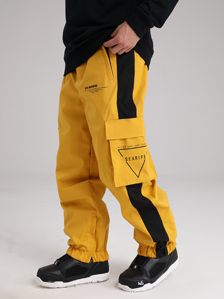 Color-Block Reflective Cargo Snow Pants