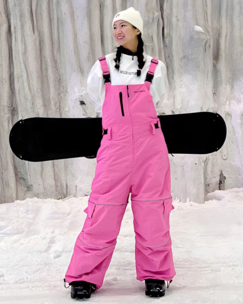 Hip-hop Fully Taped Reflective Stripe Snow Bibs