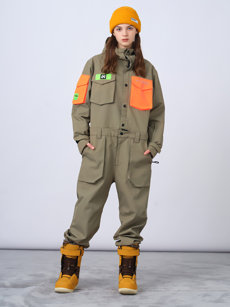 Thickened Multi-Pocket Cargo Snow Jumpsuit