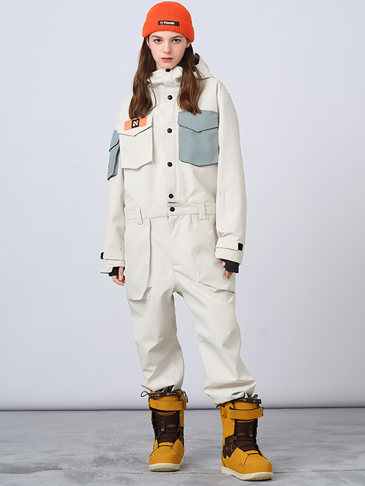 Thickened Multi-Pocket Cargo Snow Jumpsuit